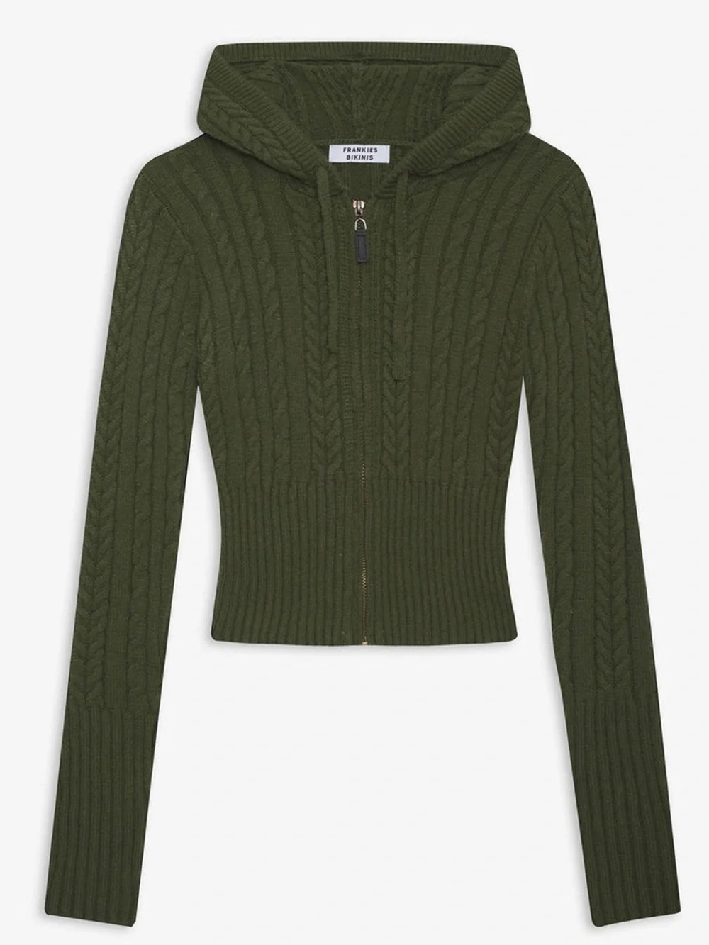 Frankie’s Bikinis Cable Cloud Knit Hoodie + Pant Set in Jade Green